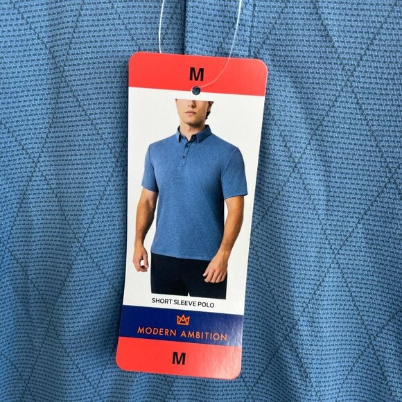 NEW Modern Ambition Men's M Delightfully Technical Polo Shirt Blue Cotton - Picture 8 of 9